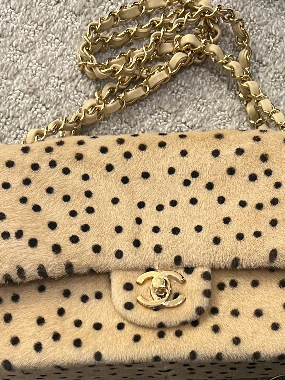 Chanel pony hair flap blazy polka dot